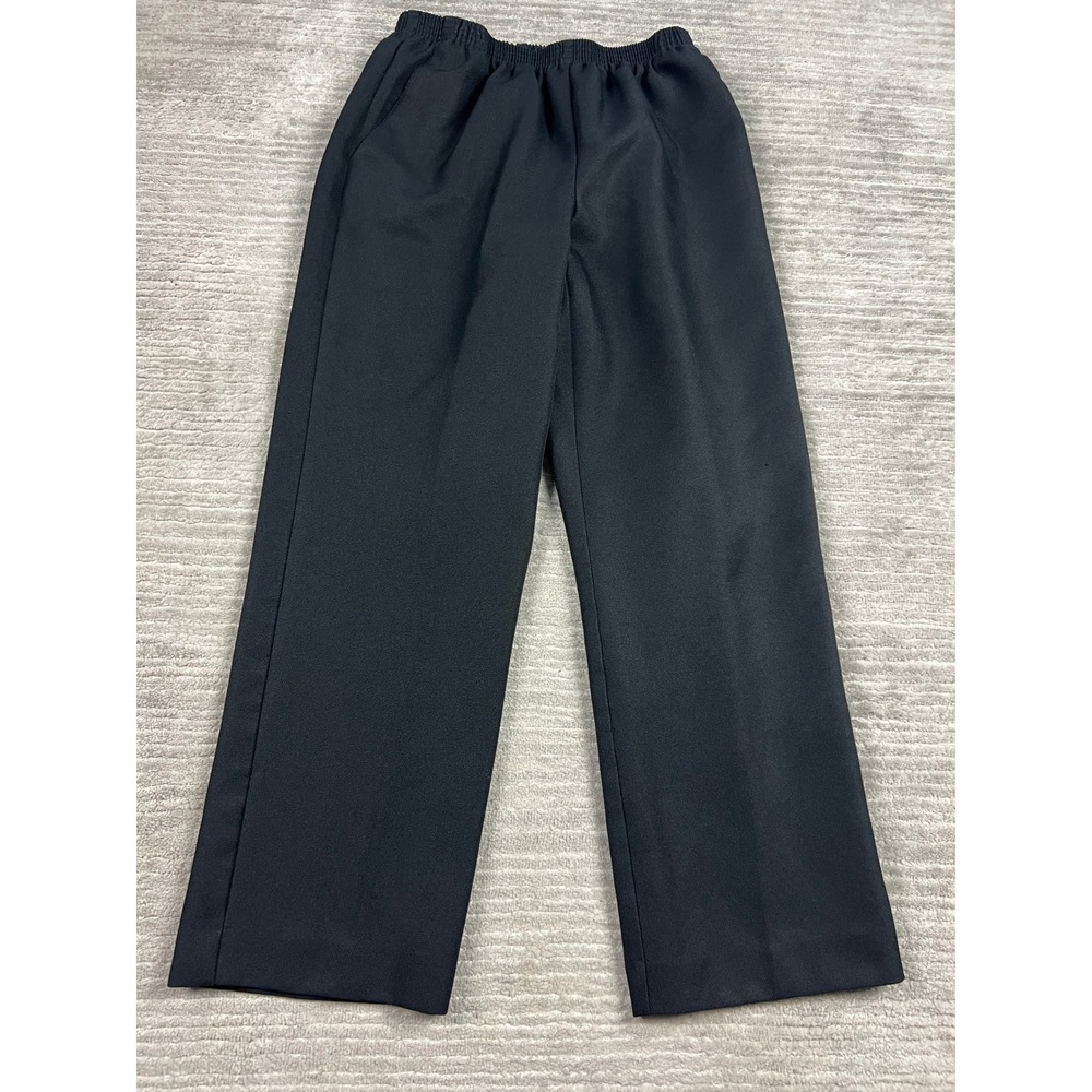 Alfred Dunner Pants Womens 8 Black Pull On Straight Leg Elastic Waist Career‎